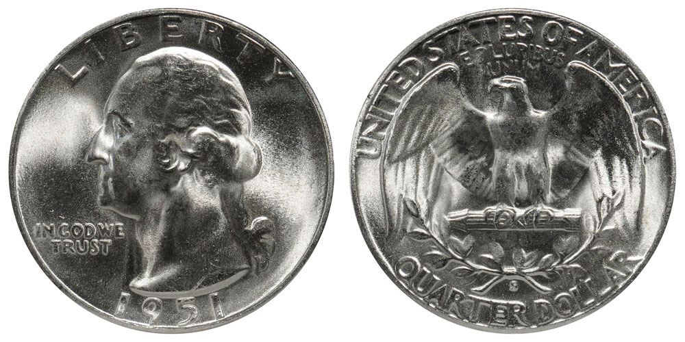 Uncertified 1951-S Washington Silver Quarter AU
