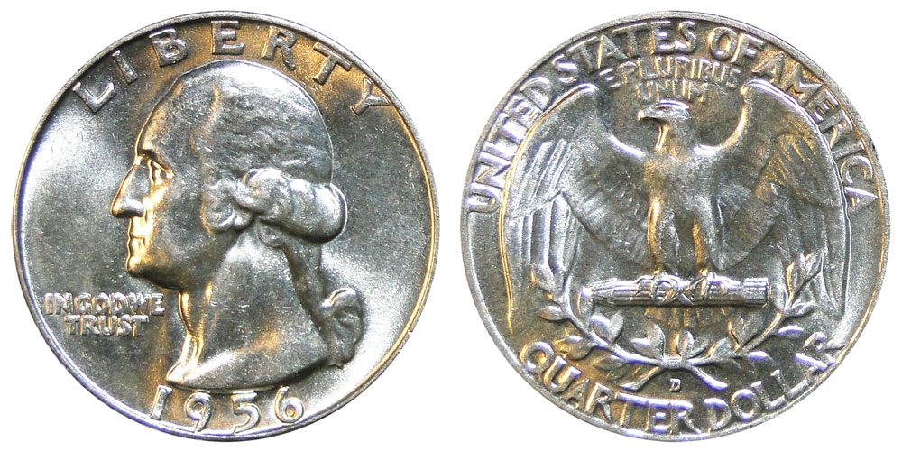 1956 D Washington Quarter  BU Uncirculated  90% Silver from Original Bank Roll 