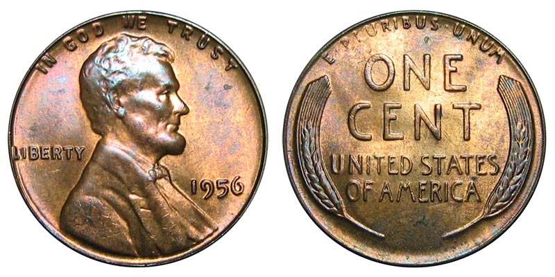 1956  Lincoln Proof  Wheat  Cent Penny UNC 1C Beautiful Red Wheaties ONE CENT BU 