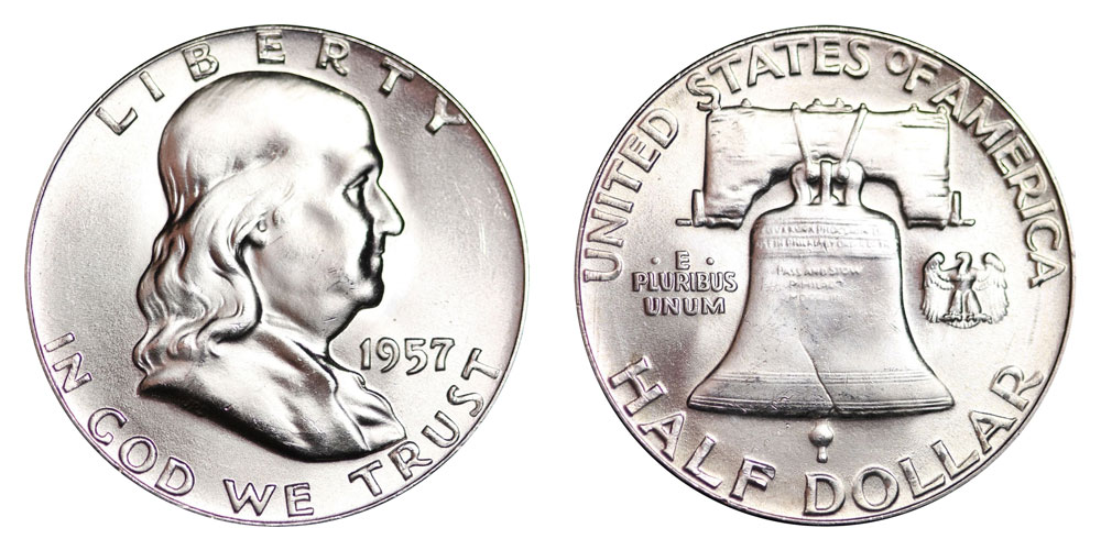 1957 Franklin Half Dollar 90% Silver BU US Coin
