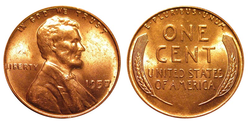 1957 Lincoln Wheat Cent Penny Gem Proof US Mint Coin No Mint Mark Uncirculated 