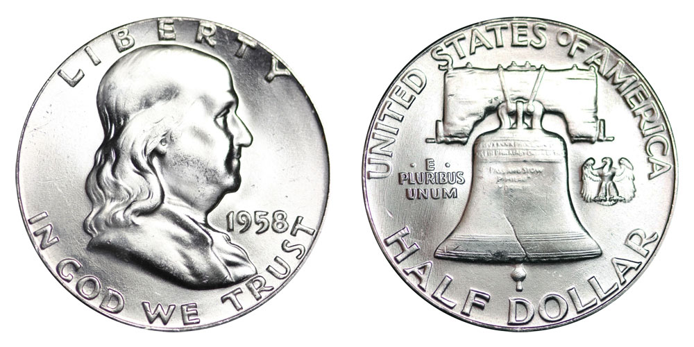 1958 Franklin half dollar Gem 90% Silver Proof 