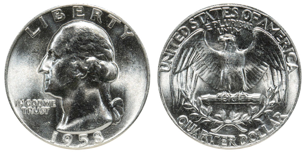 1958-D Roll of 40 Washington Silver Quarters GEM BU