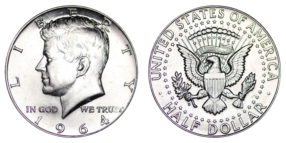 1964-D Silver BU Kennedy Half Dollar Roll 