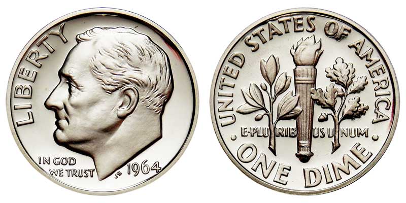 90/% Silver Nice Silver Dime!! 1964 Roosevelt Dime GEM GEM BU++