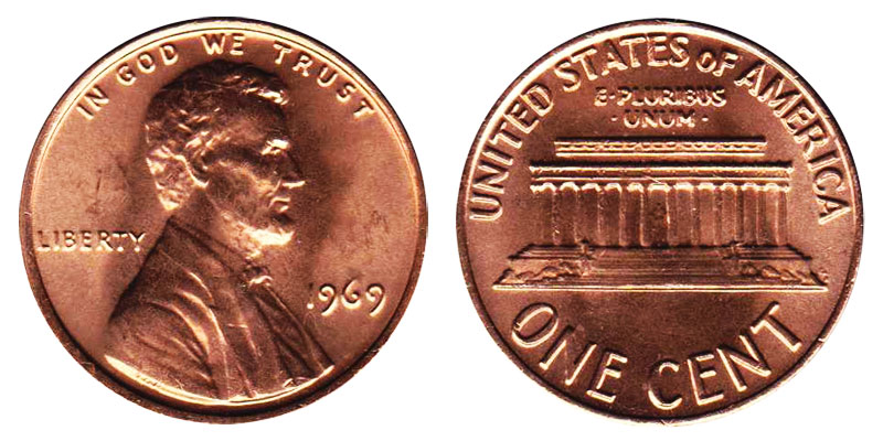 1969 D Lincoln Memorial Penny #4013 Fill Your Coin Book BU Coin Copper 