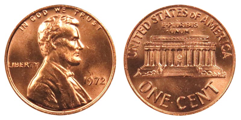 1975 P Lincoln Memorial Penny ~ Uncirculated Cent from Bank Roll