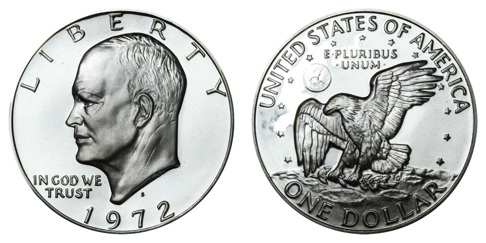 Uncirculated 1972 Eisenhower Dollar Roll S BU 40% Silver from Blue Box 