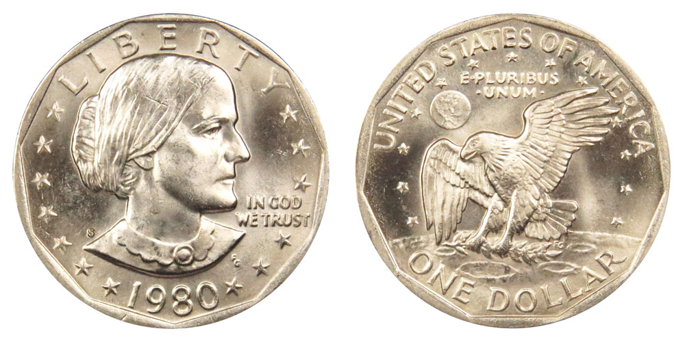 Uncirculated 1979-P SBA Susan B Anthony $1 Dollar Coin  Wide Rim Near Date  AU 
