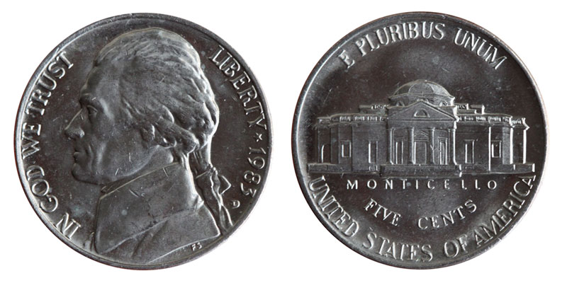 one nickel from original roll 1983-P  Jefferson Nickel BU