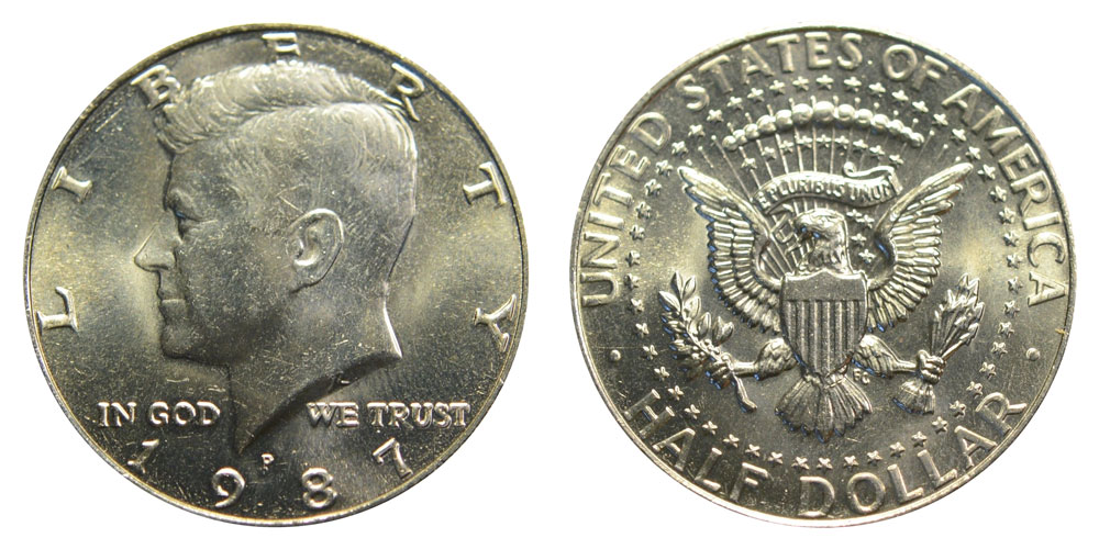 1987 P Kennedy Half Dollar CN-Clad Choice BU US Coin 