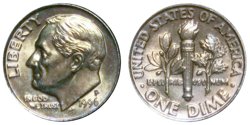 1996-P BRILLIANT UNCIRCULATED ROOSEVELT DIME~FREE SHIP~ 
