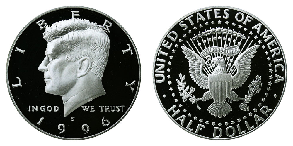 1996 S Kennedy Half Dollar Gem Deep Cameo CN-Clad Proof Coin 