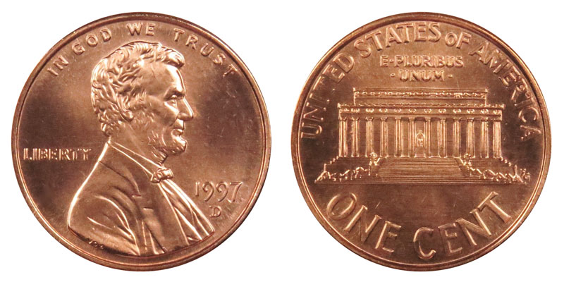 1997 D Lincoln Memorial Cents  BU