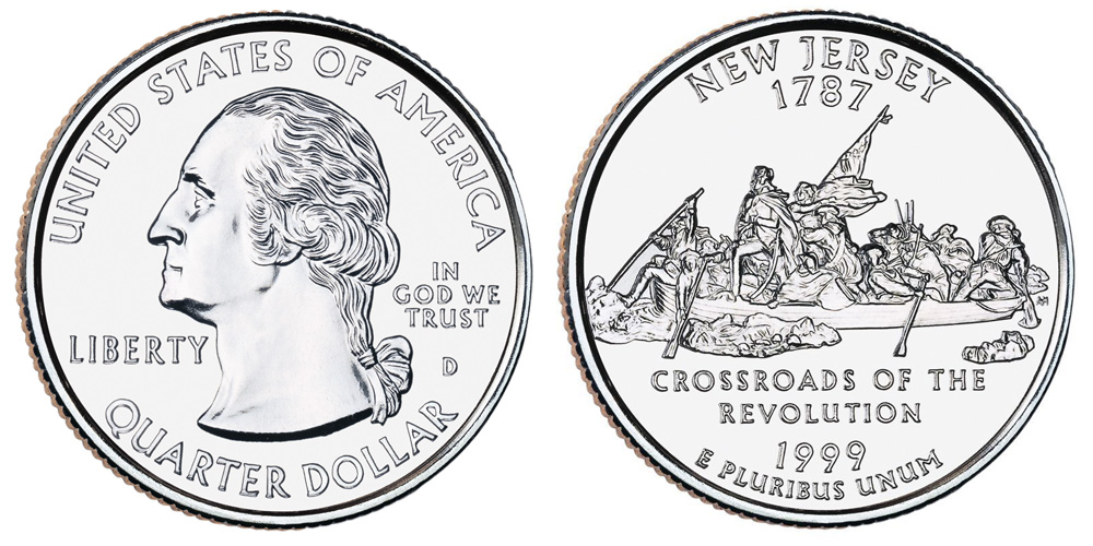 1999 D New Jersey State Quarter Coin 