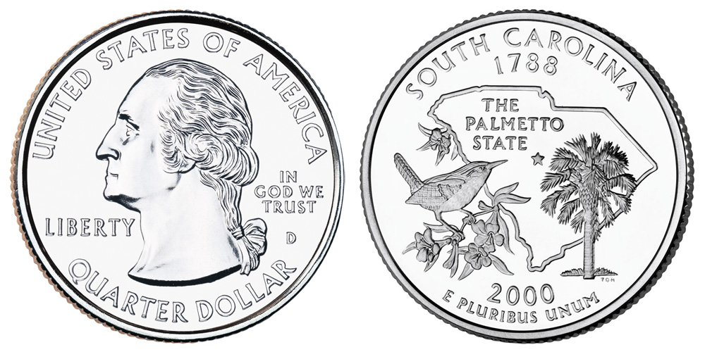 2000 D South Carolina State Quarter Coin Value Prices, Photos & Info
