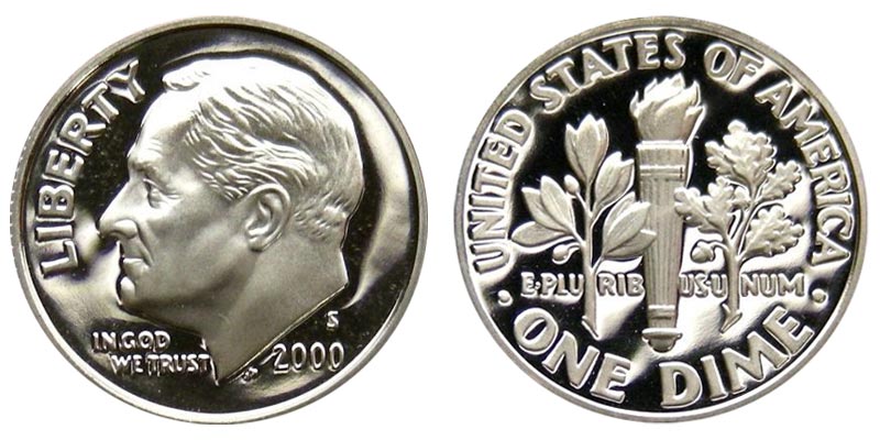 2000-S <> 2009-S  TEN YEARS FULL DECADE OF GEM PROOF ULTRA CAMEO ROOSEVELT DIMES 