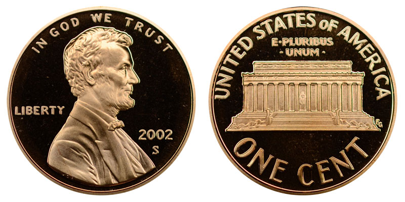 1c Lincoln Memorial 2002-S One Cent United States Proof 