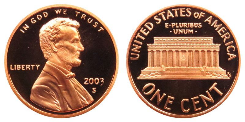 2003-S LINCOLN MEMORAL CENT GEM DEEP CAMEO PROOF PENNY 