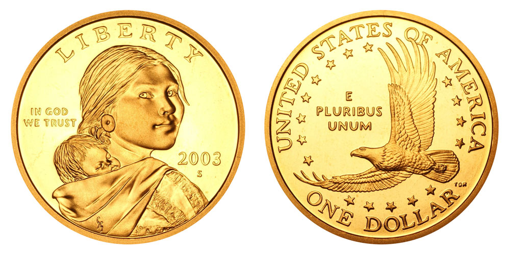 2003  P&D Mint Set  Sacagawea Golden Dollars  <>  Mint State GEM-BU Condition