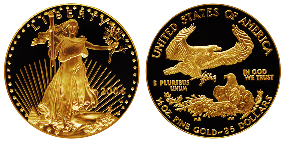 2004 W American Gold Eagle Bullion Coin Proof $25 Half Ounce Gold