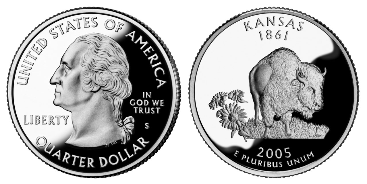 2005 S Clad Proof Kansas State Quarter Choice Uncirculated US Mint 