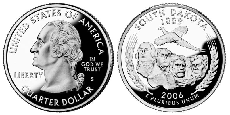 US 2006 South Dakota State Quarter BU Uncirculated Coin Silver Tone Key Chain Ring Bottle Opener NEW
