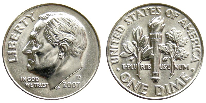 2007 D Roosevelt Dime Coin Value Prices, Photos & Info