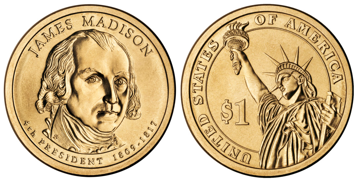 2007 P Presidential Dollar James Madison Golden Dollar Coin Value