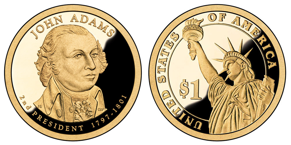 5 Coin Set All 2007 D John Adams Presidential Golden Dollar BU Gold $1 