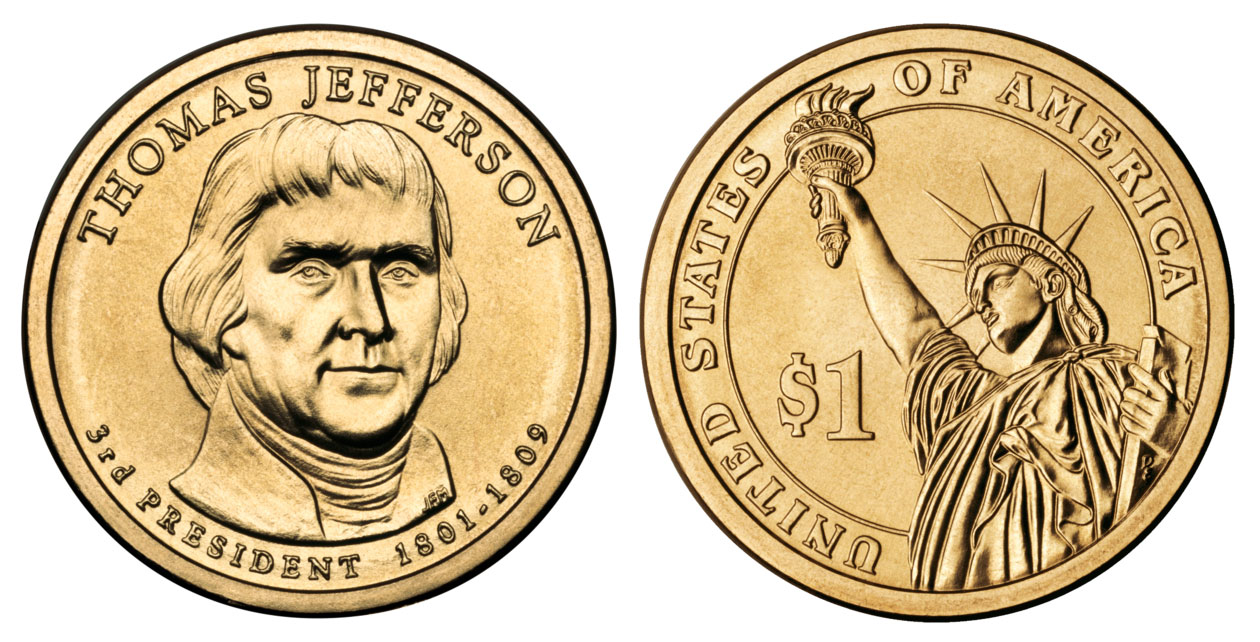 2007 D Presidential Dollar Thomas Jefferson Golden Dollar Coin Value