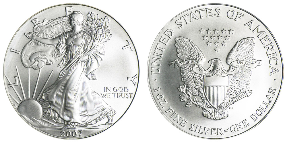 2007 W Uncirculated American .999 Fine Silver Eagle in Original Box with COA Z7F