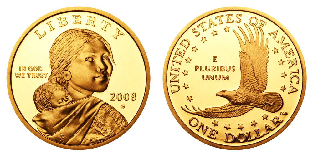 20 2008 S Gem Proof Deep Cameo Sacagawea Native American Dollar Roll 10067
