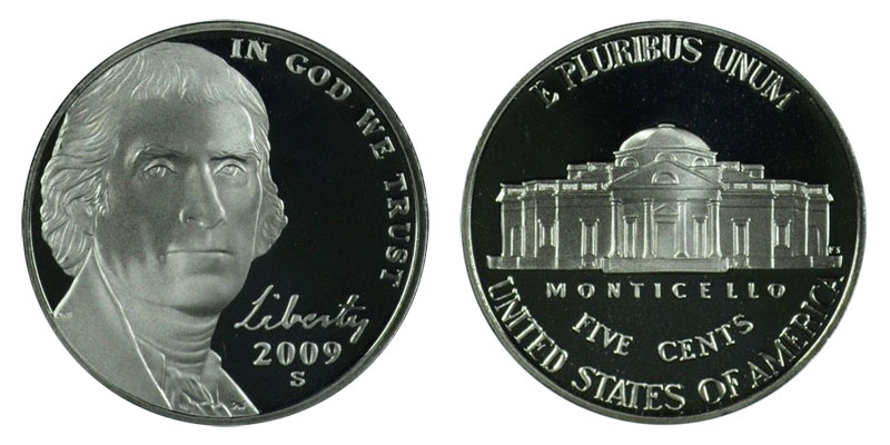 2009 S Jefferson Nickel 1 Deep Cameo Proof Coin Not Perfect Coins