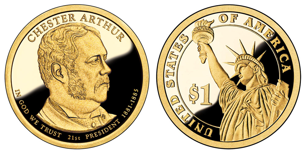 Details about   2012 P Chester Arthur Presidential One Dollar Coin Philadelphia U.S Mint Rolls 