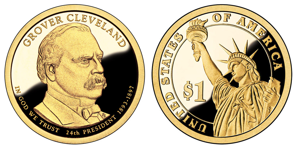 2012-P GROVER CLEVELAND 2nd TERM GOLDEN PRESIDENTIAL DOLLAR FROM MINT ROLL UNC 