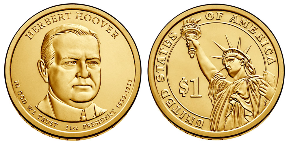2014 D Herbert Hoover Presidential Dollar Coin Uncirculated Denver BU