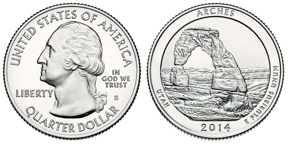 2014 P,D,S BU Arches Utah National Park NP Quarter Choice Uncirculated US Mint 3 Coin Set