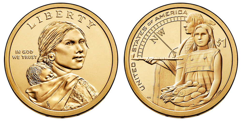 2014 American $1 Coin and Currency Set with Enhanced Sacagawea One Dollar OGP!