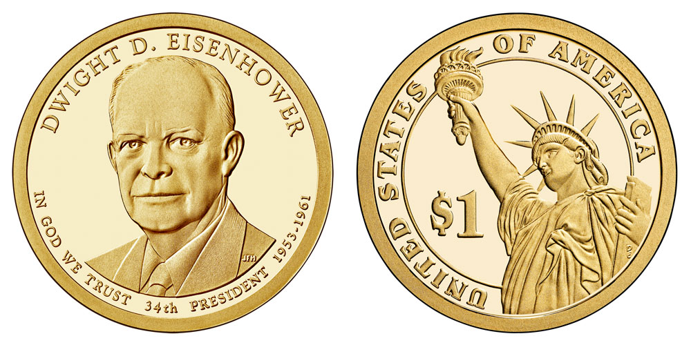 D Dwight Eisenhower Presidential Dollar 2015 P P and D 2 Coin Set Uncirculated 