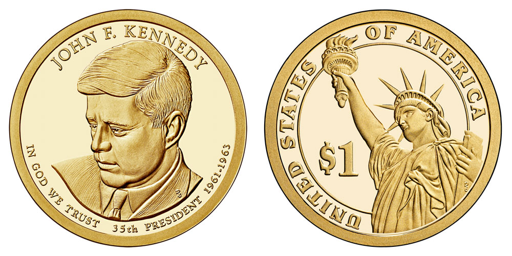 2015 S Presidential Dollar John F. Kennedy Golden Dollar Coin