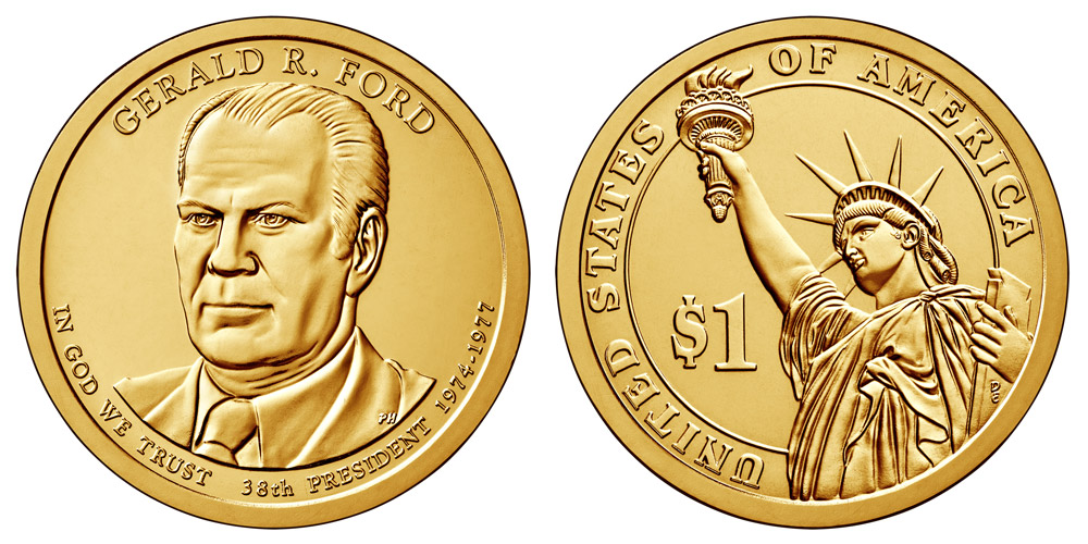 2016-D Gerald R BU UNC Ford Presidential Dollar 1 Mint Roll $1 Uncirculated 