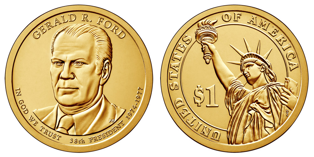 2016 D Presidential Dollar Gerald R. Ford Golden Dollar Coin Value