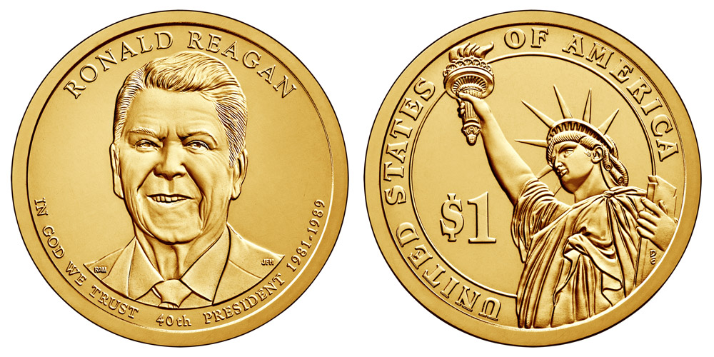 2016 P/&D Ronald Reagan $1 Presidential Golden Dollar  Coin Set