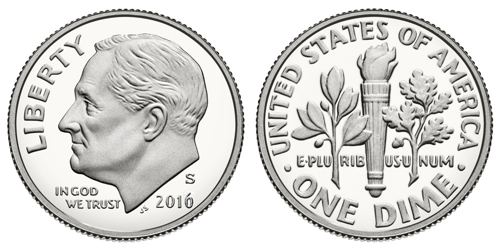 2016 S 10c Roosevelt Dime US Coin Choice Proof 