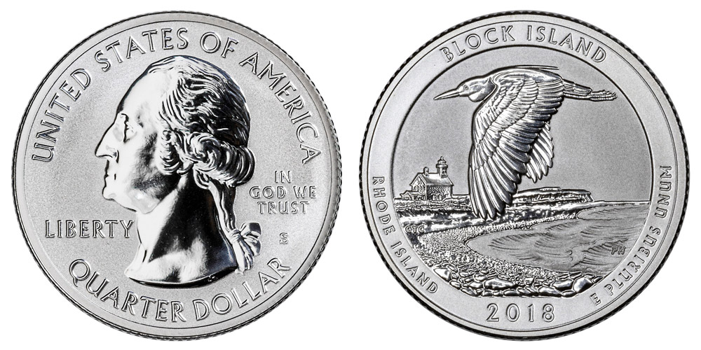 US Park Quarters 2018-P D S  BU Mint State 3 Coins Block Island 