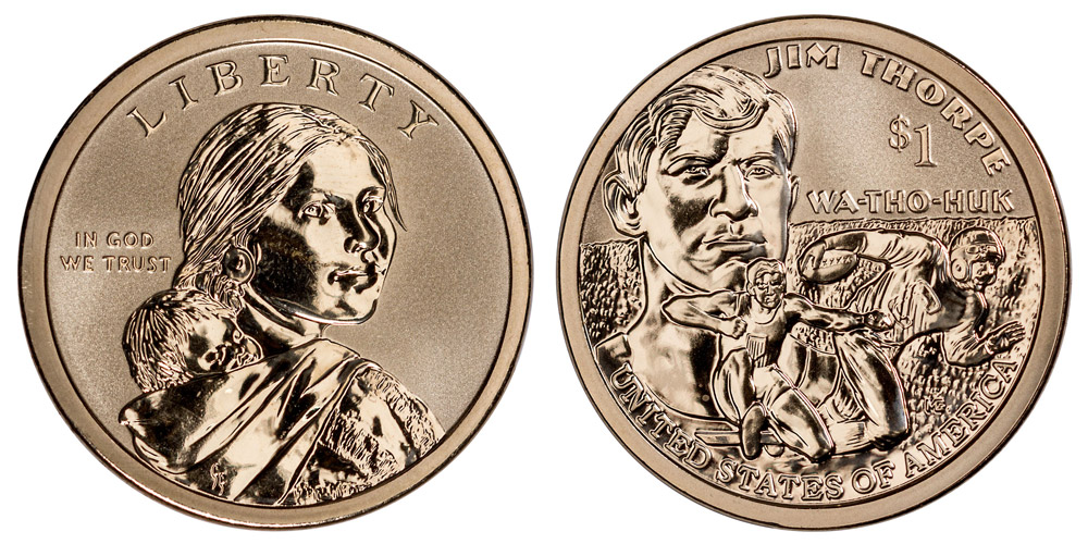 2 Dollar Coins Jim Thorpe 2018 P&D Sacagawea Native American Mint BU UNC 