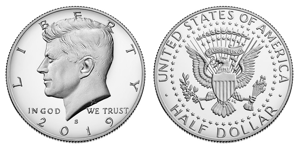 2019 P&D BU Kennedy Half Dollars from US Mint Roll    Item #1863 