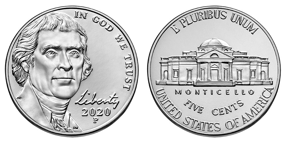 UNC BU 2020 P Jefferson Nickel-from Mint Roll 