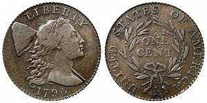 <b>1794 Liberty Cap Large Cent: Head of 1795